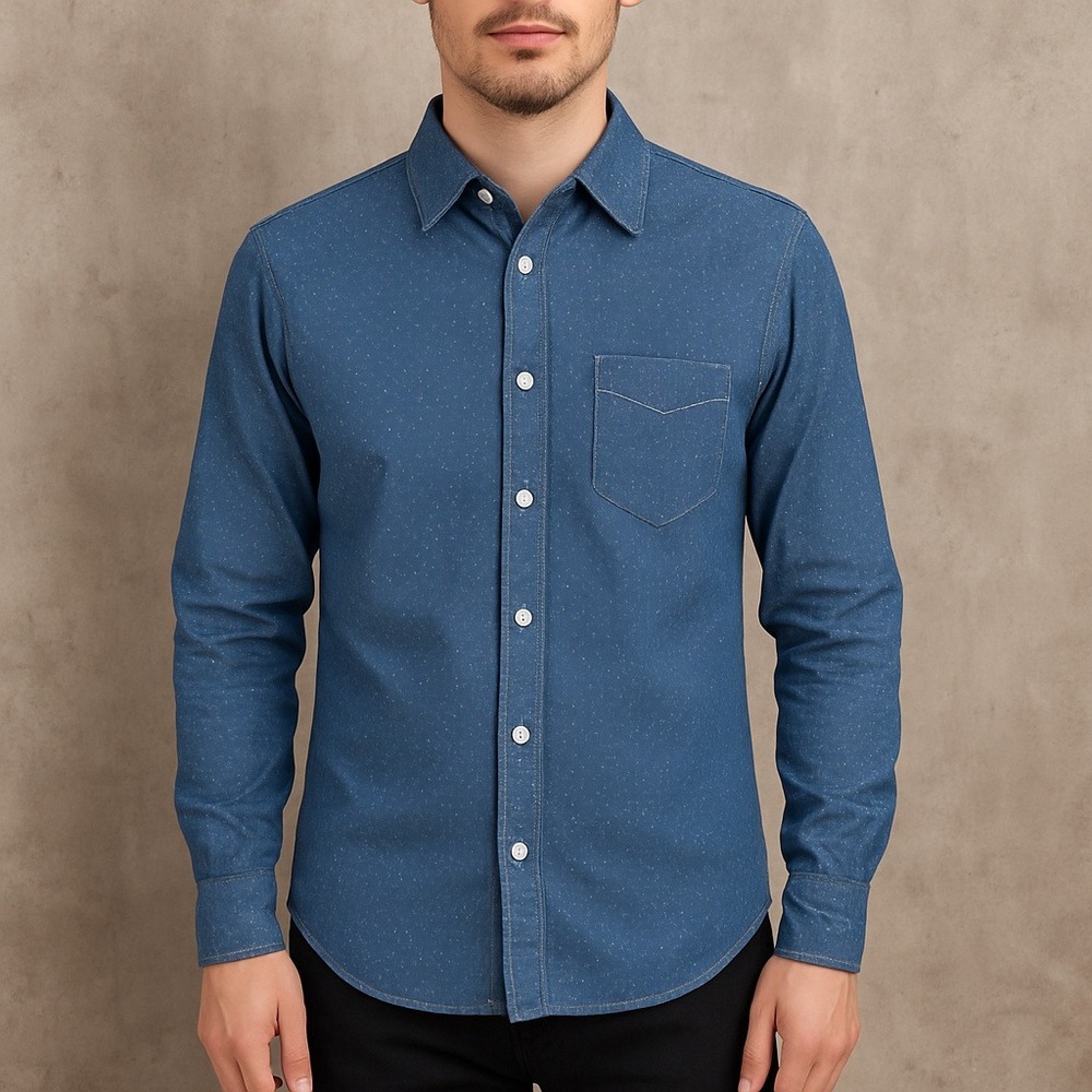 Rag &‎ Bone Tailored Workwear Shirt Men's Small Blue Chambray Polka Dot Cotton